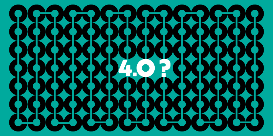 Illustration of Supply Chain 4.0 technologies including robotics, blockchain, and cloud computing